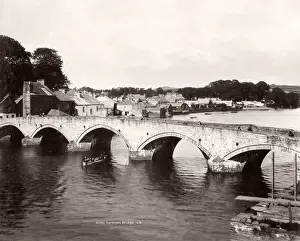 Vintage 19th century photograph - United Kingdom - the bridge at Cardigan, Wales