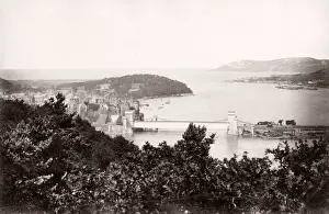Vintage 19th century photograph - United Kingdom - Conway Castle and Bridge, Wales