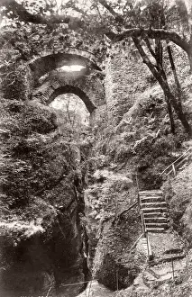 Vintage 19th century photograph - United Kingdom - Devils Bridge, Ceredigion, Wales