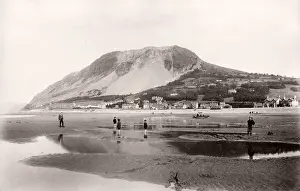 Vintage 19th century photograph - United Kingdom - Llanfairfechan, Wales, the beach
