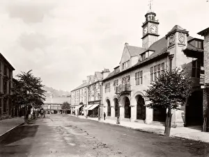 Vintage 19th century photograph - United Kingdom - Llanidloes, great oak Street