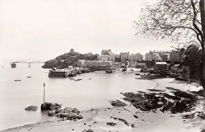 Vintage 19th century photograph - United Kingdom - the pier, Tenby, Wales