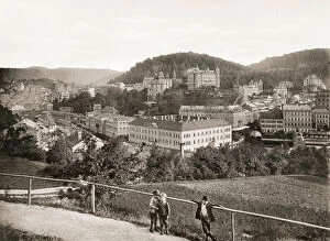 Cityscape Collection: Vintage 19th century photograph - view of the city of Karlsbad, Karlovy Vary