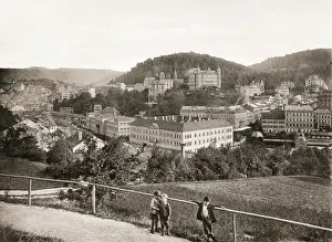 Rampart Prints: Vintage 19th century photograph - view of the city of Karlsbad, Karlovy Vary