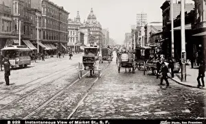 Vintage 19th century photograph: view of Market Street, California, Taber studio photo