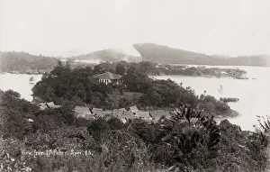 Vintage 19th century photograph: View from Mount Faber, Singapore