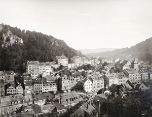 Dresden Prints: Vintage 19th century photograph - view of Prager StraAzse Karlsbad Kaarlovy Vary