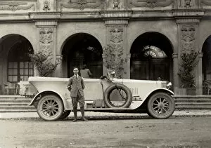 Saloon Collection: Vintage Car and grand building