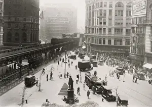 Vintage early 20th century press photograph: 6th Avenue, 33rsd St, El train, Manhattan