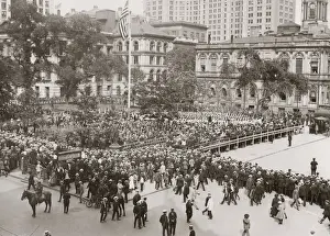 Vintage early 20th century press photograph: Flag Day, city Hall Park, Manhattan