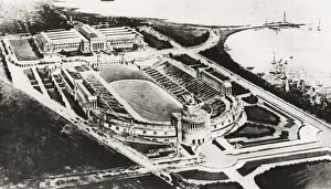 Vintage early 20th century press photograph: Soldier Field, stadium, Chicago