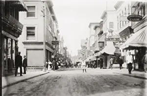 Vintage early 20th century press photograph: Thames Street, Newport, Rhode Island, 1920 s