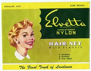 Images Dated 11th August 2016: Vintage Hair Net Packaging - Elvetta Nylon Hair Net