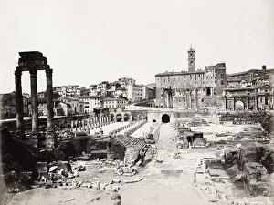 Vintage late 19th century photograph - ancient Roman ruins in the Forum in Rome, Italy Vintage late 19th century photograph - ancient Roman ruins in the Forum in Rome, Italy