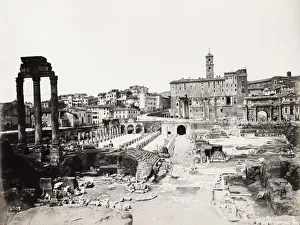 Tourist Prints: Vintage late 19th century photograph - ancient Roman ruins in the Forum in Rome, Italy