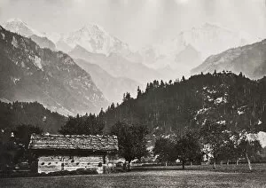 Vintage late 19th century photograph - Jungfrau, Eiger, Monch, mountains in Switzerland