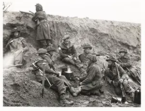 Advance Prints: Vintage photograph WW II - British army soldiers cook meal