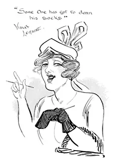 Sock Prints: Violet Loraine knitting in Round the Map, WWI