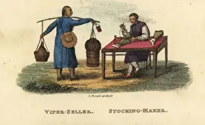 Broth Prints: Viper seller and stocking maker, Qing Dynasty