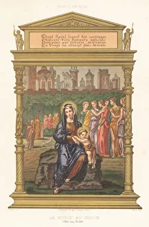 Charles Louandre Prints: The Virgin Mary and baby Jesus in a garden