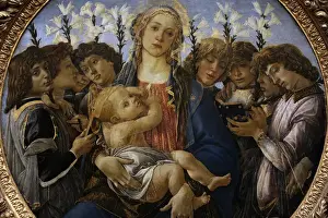 Virgin Mary with Child and angels singing, 1477, by Sandro B