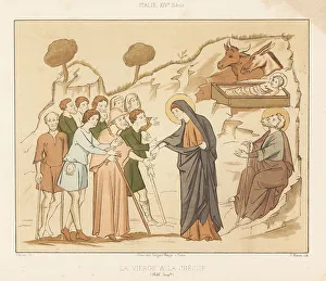 Barn Prints: The Virgin Mary giving alms to unfortunates at the manger