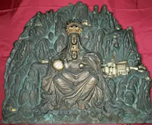 Virgin of Montserrat and the Mountain. 18th. century. Gilded