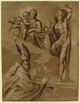 Chiaroscuro Prints: The Virgin, St. Sebastian and a holy bishop