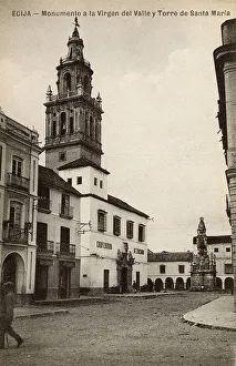 Sevilla Collection: Virgin of the Valley Monument and St. Marys Tower, Ecija