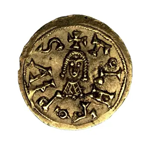 Visigoth Prints: Visigithic gold coin of Reccared. Minted in Toledo