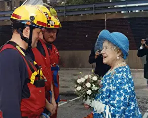 Talk Prints: Visit by HM The Queen Mother to Chelsea Fire Station