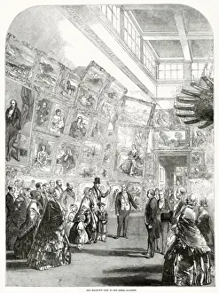 Visit by Queen Victoria and Prince Albert to the Royal Academys galleries in London
