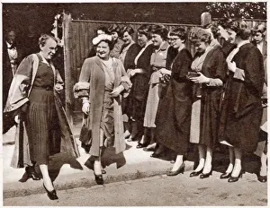 Visiting Prints: A visit to Westfield College, Hampstead by Queen Elizabeth the Queen Mother