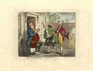Images Dated 24th March 2019: Visiting gentlemen refused entry to a house by a servant