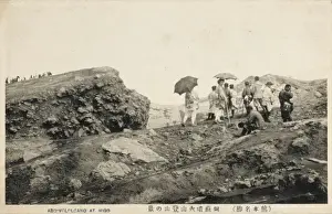 Guided Prints: Visitors to an active volcano - Higo, Japan