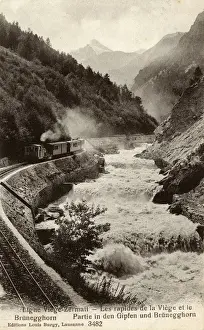Zermatt Prints: The Visp-Zermatt Railway Line by River Rhone, Switzerland