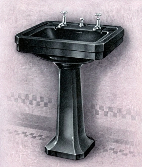 Clarke Gallery: Vitramant Coloured Pedestal Lavatory (washbasin)