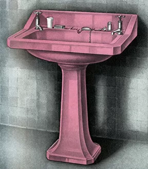 Fittings Gallery: Vitromant Coloured pedestal Lavatory (Wash Basin)