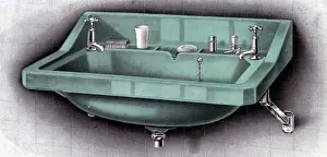 Furnishings Prints: Vitromant Coloured Shelf Lavatory (Wash Basin / sink)