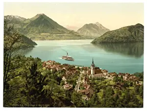 Vitznau Prints: Vitznau and Rigibahn, Lake Lucerne, Switzerland