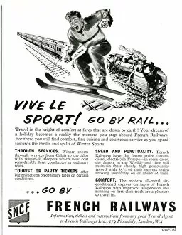 Continent Gallery: Vive Le Sport! Go by rail... Advert for SNCF French Railways