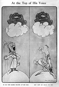 Lampoon Prints: At the Top of His Voice by H. M. Bateman, WW1 cartoon