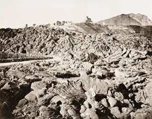 Volcano lava field on Mount Vesuvius, Naples, Italy