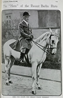 Strikers Collection: Her Von Jagow, the German Police President, photographed on horseback, in hunting gear