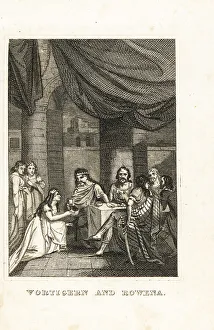 Vortigern, king of the Britons, seduced by Rowena, 5th century