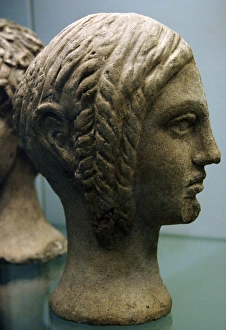 Plait Gallery: Votive bust of a woman. Terracotta. 300-200 BC. Etruscan art