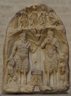 Hermes Gallery: Votive relief for the shepherd god. About 160 AD. Two figure