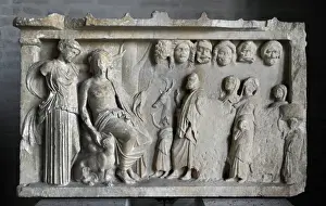 Theater Prints: Votive stele depicting a sacrificial procession to Dionysus
