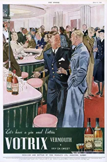 Images Dated 4th May 2018: Votrix Vermouth advert with bar scene, 1943