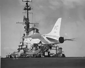 A Vought F8U-1 Crusader 141358 comes in to land